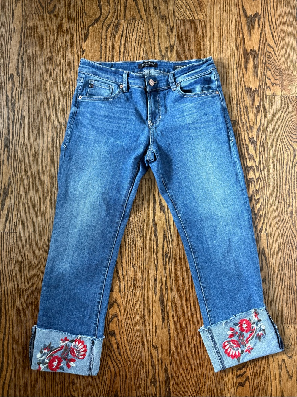 Dear John playback cuffed embroidered crop jeans 27